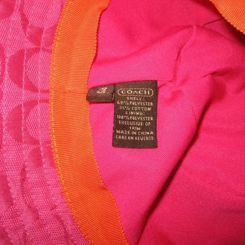 ❤️COACH PINK LOGO / LEATHER BUCKLE STRAP BUCKET CRUSHER HAT P/S - Picture 6 of 7